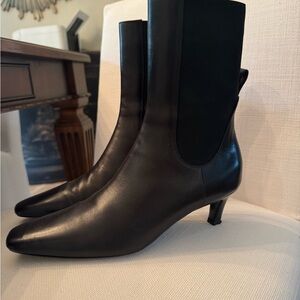 Toteme Sleek Black Leather Heeled Boots 39